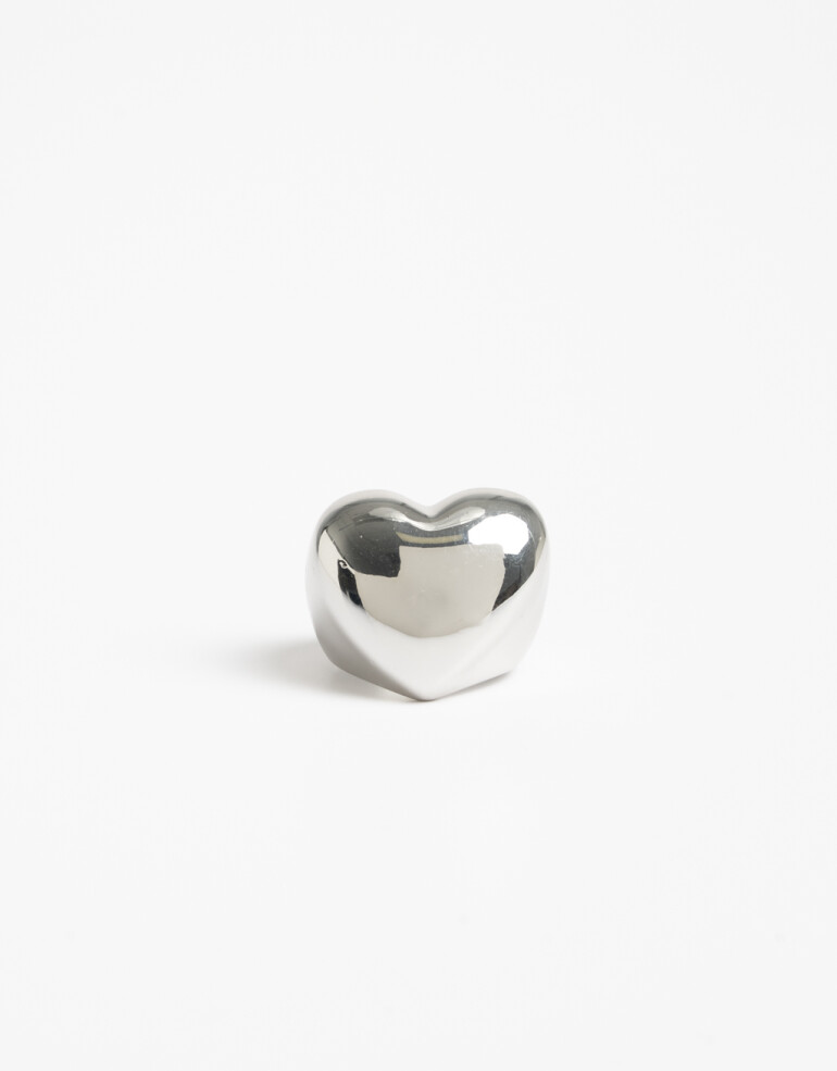 Anillos Medianos y Grandes Metal Anillo Corazón Bold Plateado - Plateado Rodio