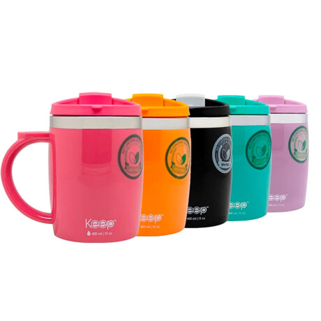 Keep Mug Metálico Vaso Térmico 400ml Jarra Acero Inoxidable Negro