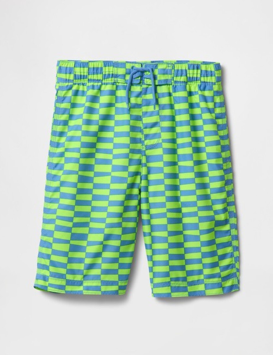 Traje De Baño Niño - Green/ Blue Check 