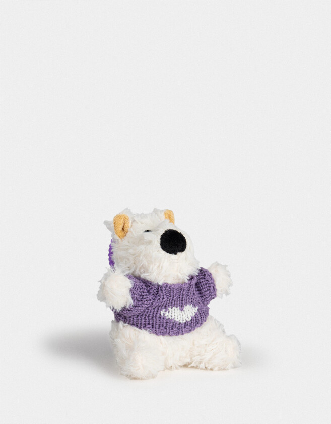 Llavero Peluche Llavero Y Charm De Perrito Con Sweater - Blanco Crema