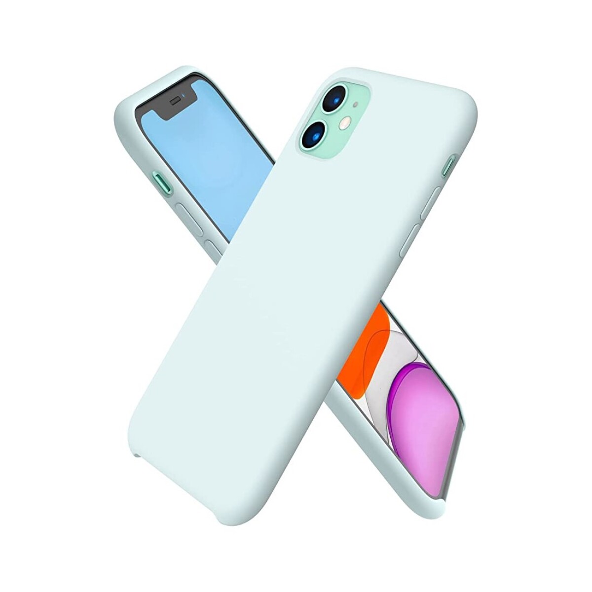 Protector case de silicona para iphone 11 - Celeste pastel 
