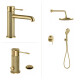 Juego De Griferia Signature Brushed Gold Con Lavatorio Bajo