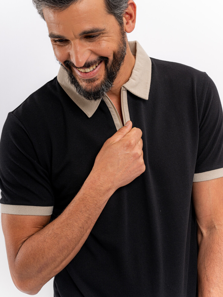 Remera m/c cierre - negro 