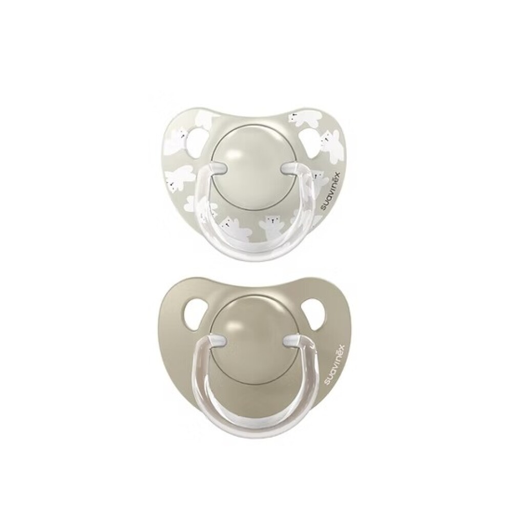 Set x2 Chupete 6-18m anatomico suavinex new prints bear beige