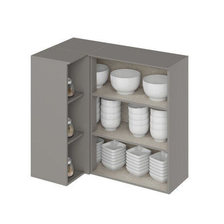 AÉREO ESQUINERO ALACENA CON NICHOS - LINEA AMERICANA GRIS