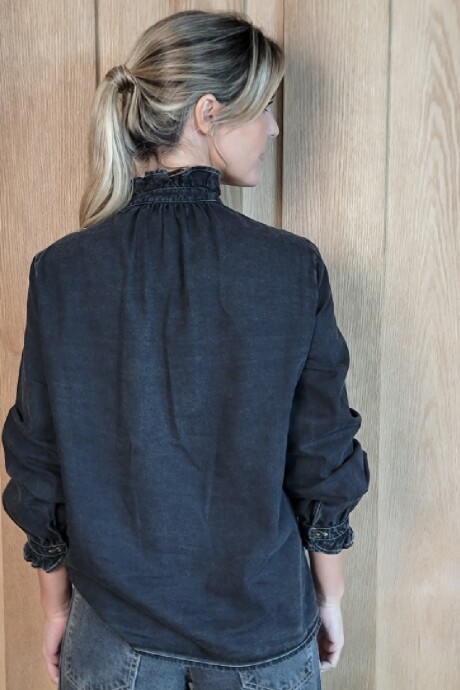Camisa Franca Denim Negro