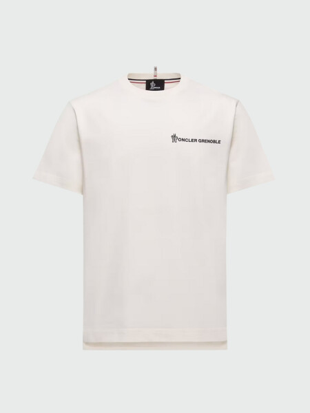 MONCLER - Camiseta de Algodón Manica Gris Medio