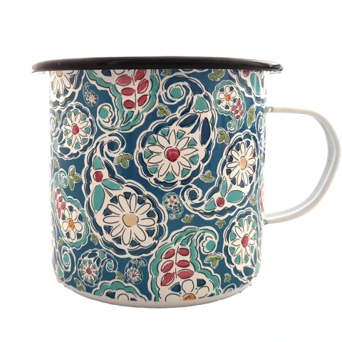 Taza de Simil Metal - Varios Diseños Arabesco Azul