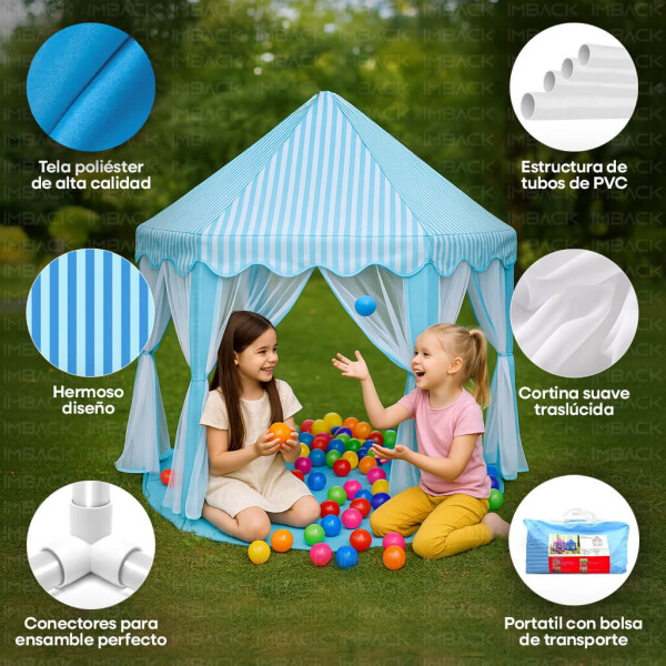 Carpa Infantil IMBACK IBK-CAR001 | Castillo Princesa con Cortinas, 135x130 cm, Plegable y Resistente Celeste Carpa Infantil IMBACK IBK-CAR001 | Castillo Princesa con Cortinas, 135x130 cm, Plegable y Resistente Celeste