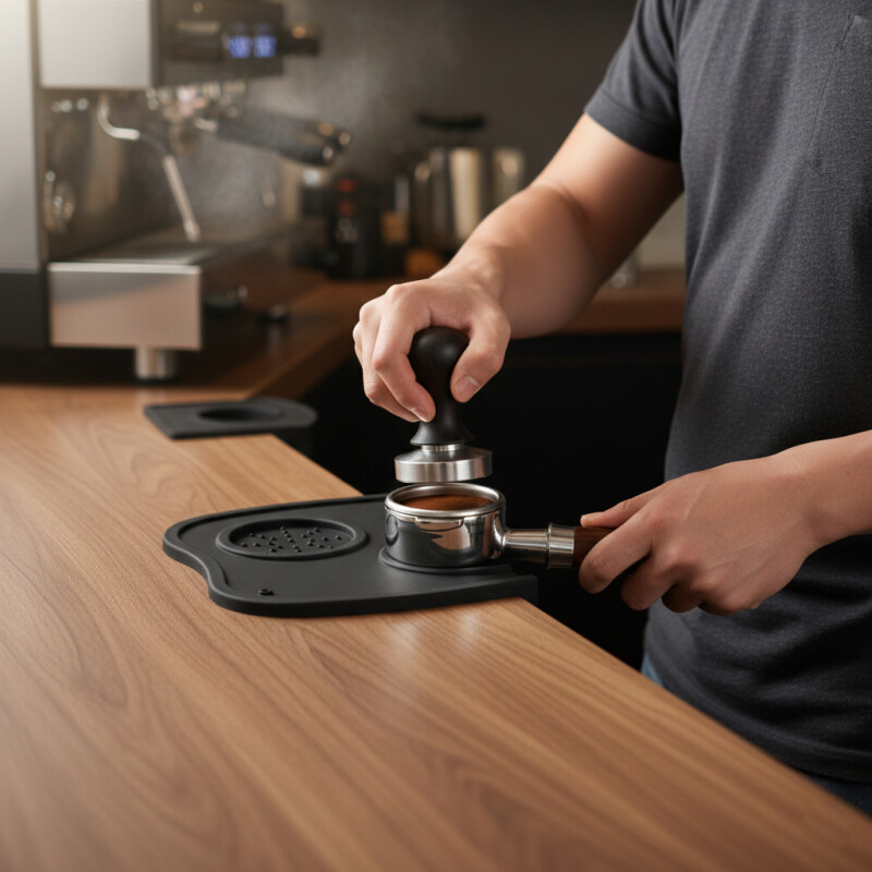 Tamper Mat Café 17.5x12.5cm Silicona Negra Negro