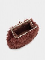 Bolso De Mano Efecto Pelo burdeos