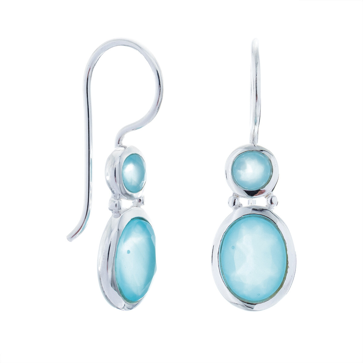 Par de caravanas de plata 925, CALCEDONIA. 