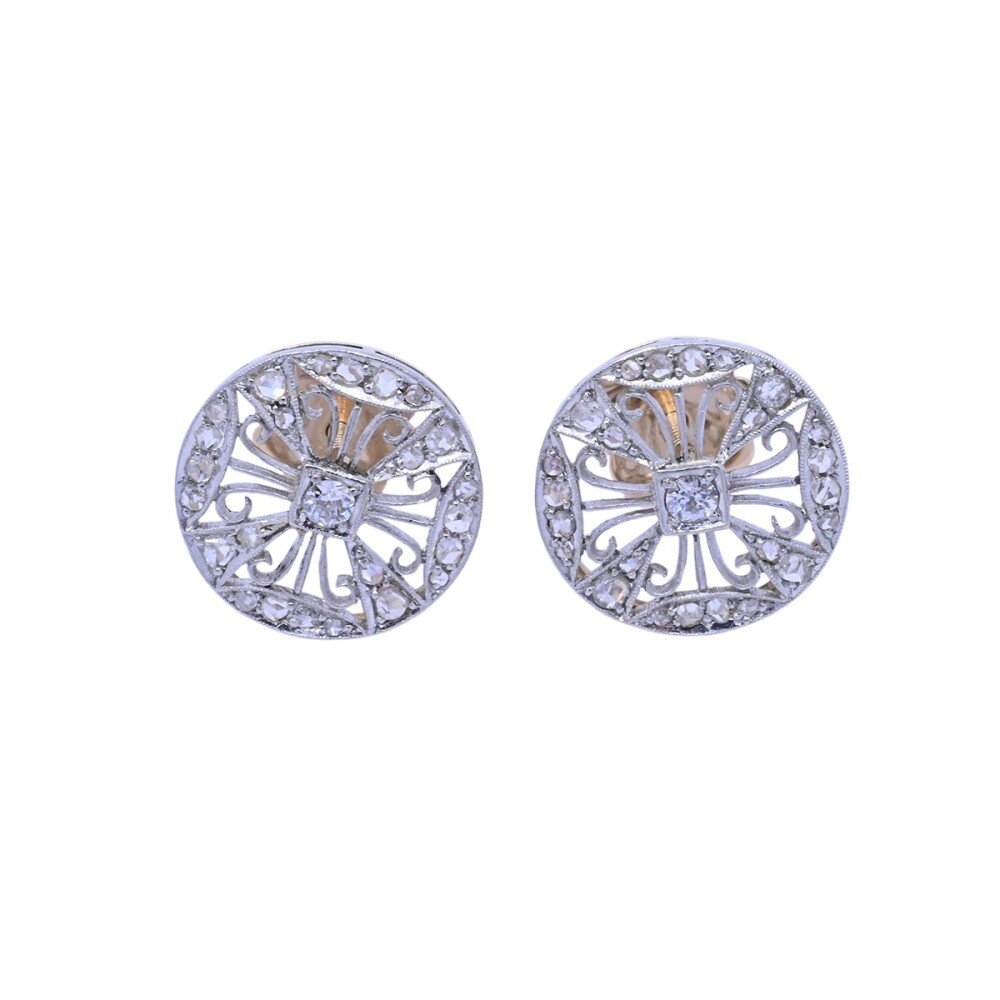 Caravanas oro 18k antiguas con brillantes y diamantes. Caravanas oro 18k antiguas con brillantes y diamantes.