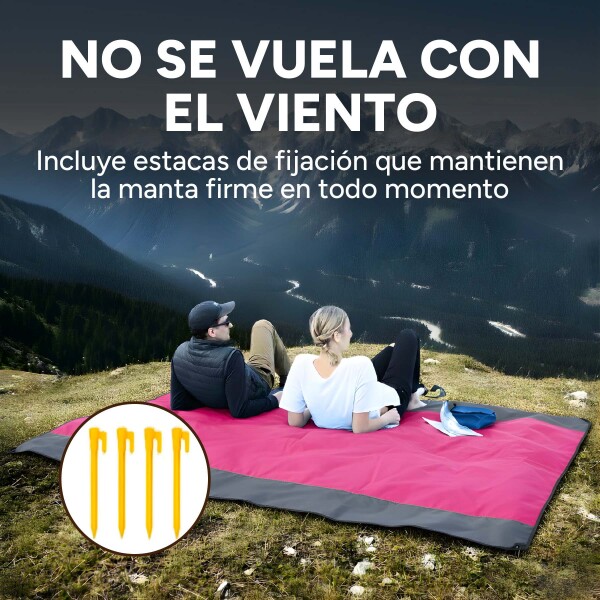 Manta Playa Picnic Camping Tela Oxford 210 X 200 Cm + Bolso Color Rosado