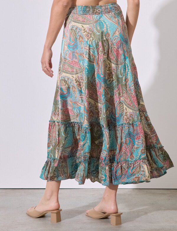 Falda Maxi Print MULTI/VERDE