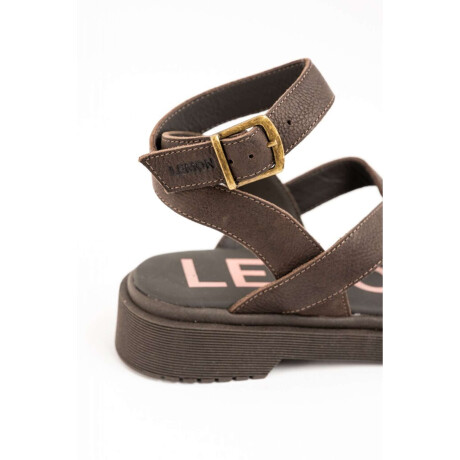 Sandalias Tiras Cruzadas Cuero Chocolate