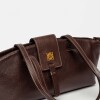 Cartera al hombro Paris en cuero liso Chocolate