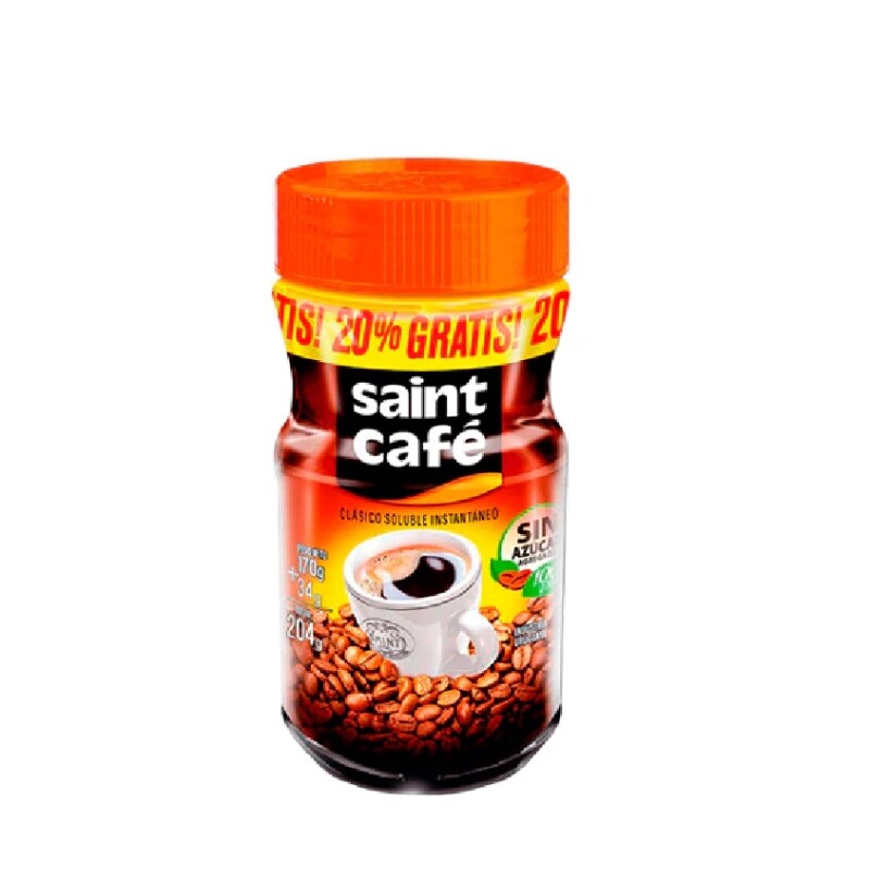 CAFE SAINT SOLUBLE 170G FRASCO Cafe Saint Soluble 170g Frasco