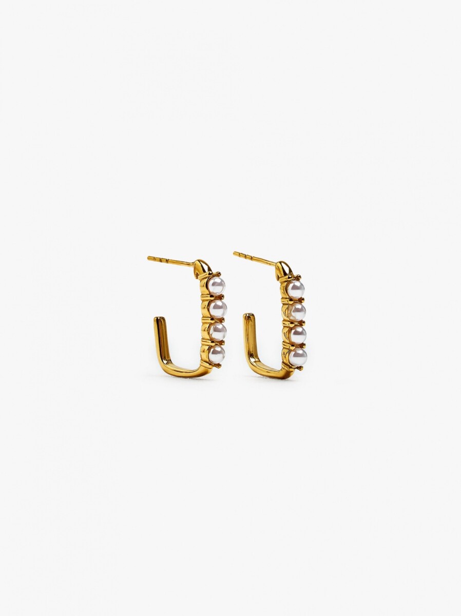 Aros Abiertos Con Perlas - Acero Inoxidable - dorado 