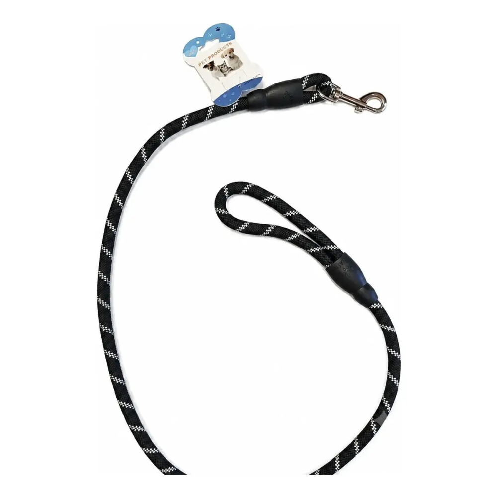 Correa Para Perro Largo Total 1.3 mts Refractaria NEGRO