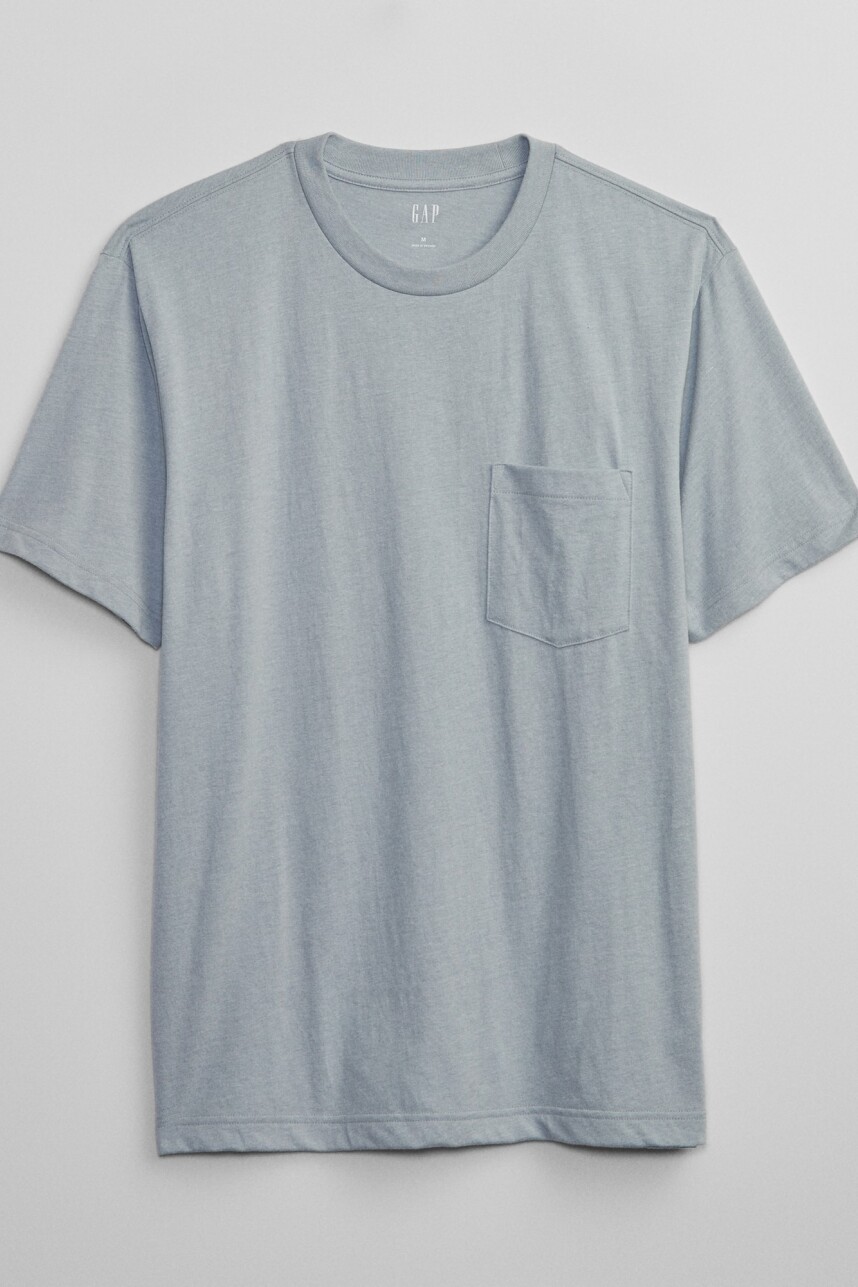 Remera Con Bolsillo Cuello Redondo Hombre Crystal Blue Dusk
