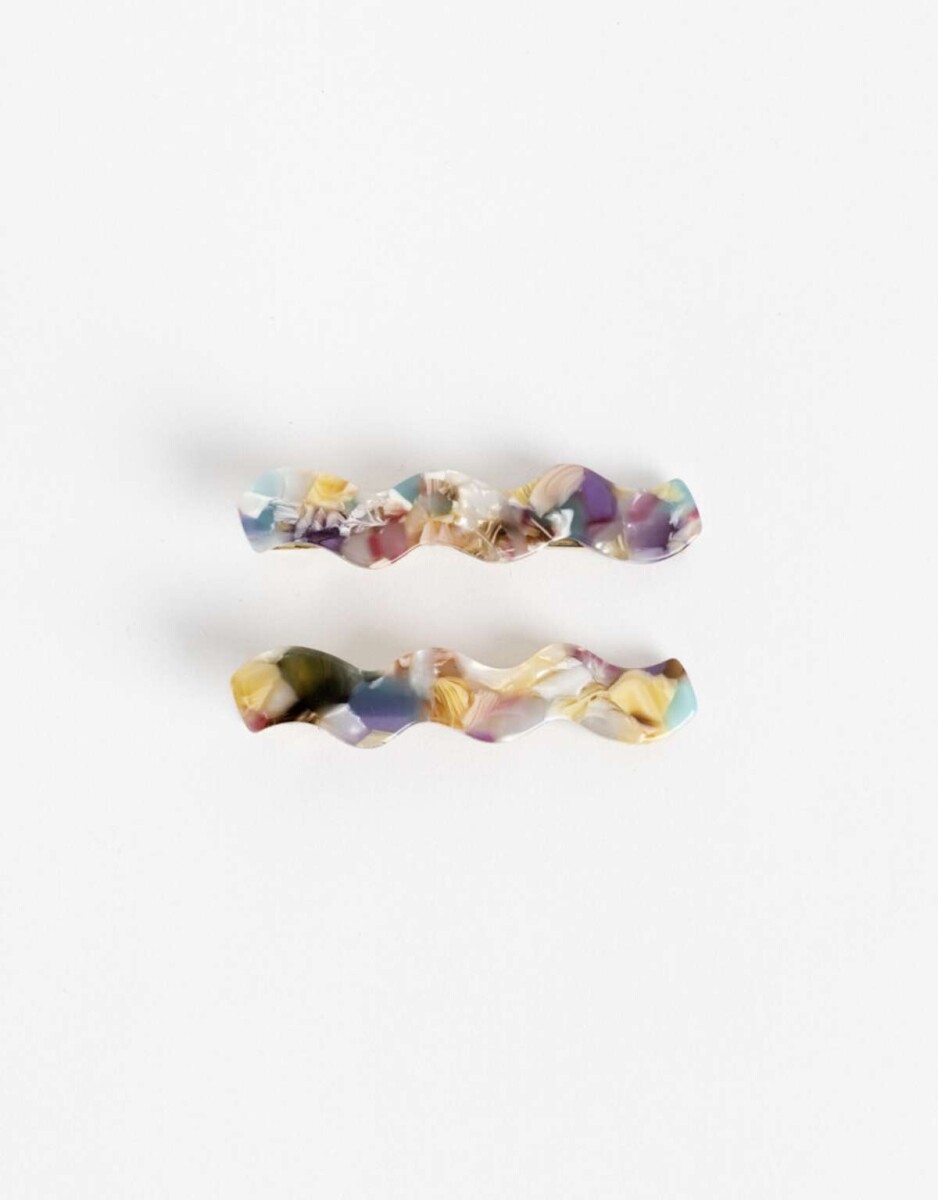 Set De Hebillas Wavy - Combinacion Tricolor 