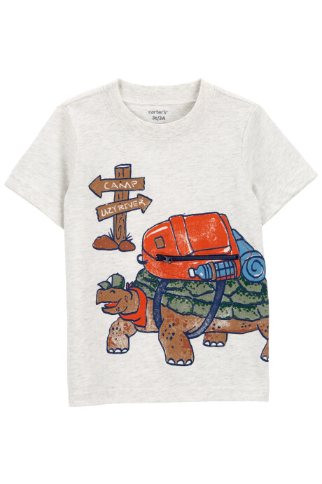 Remera de algodón manga corta estampa tortuga Sin color