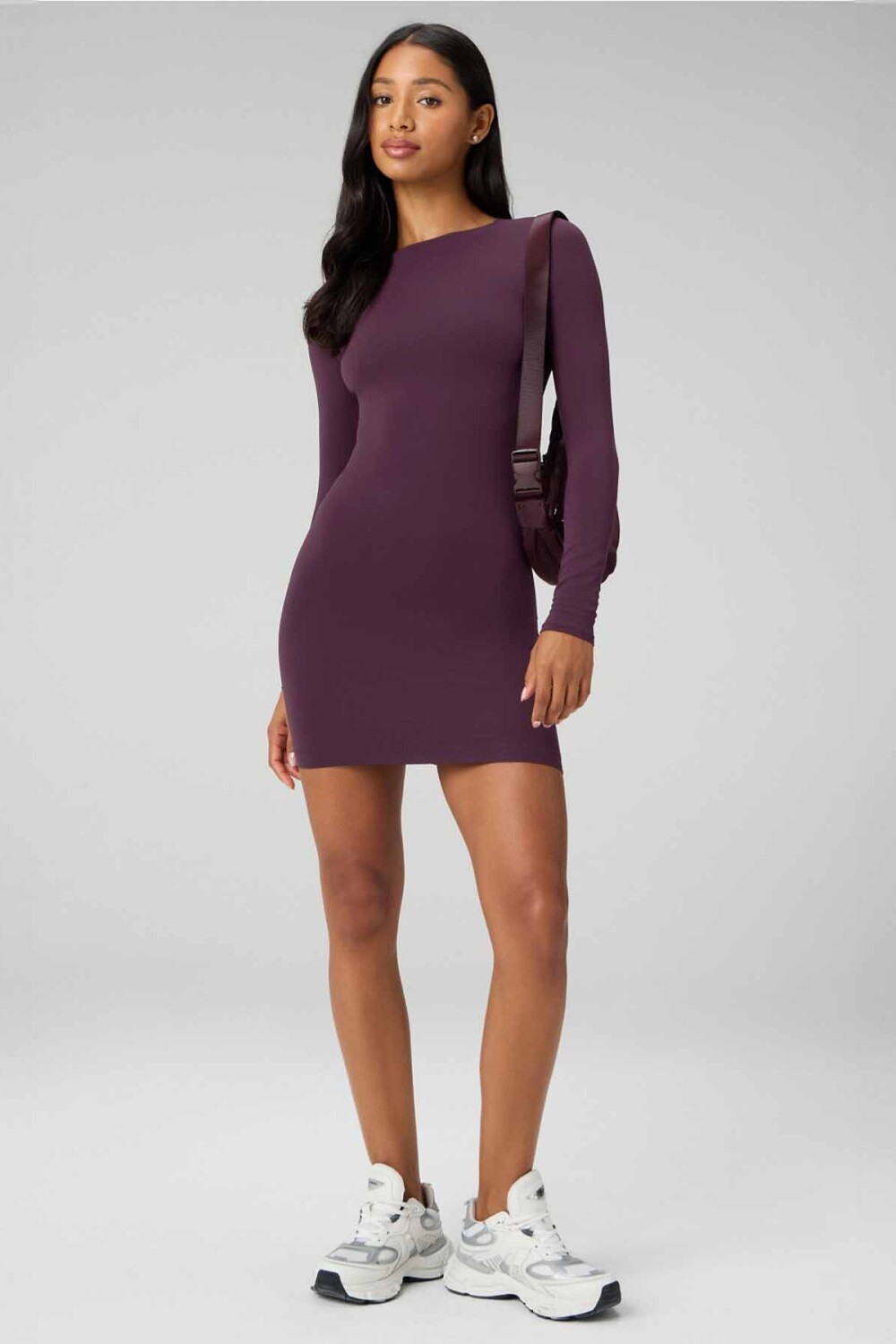 Vestido Seamless Long-Sleeve Mini Dress Mujer Oxblood