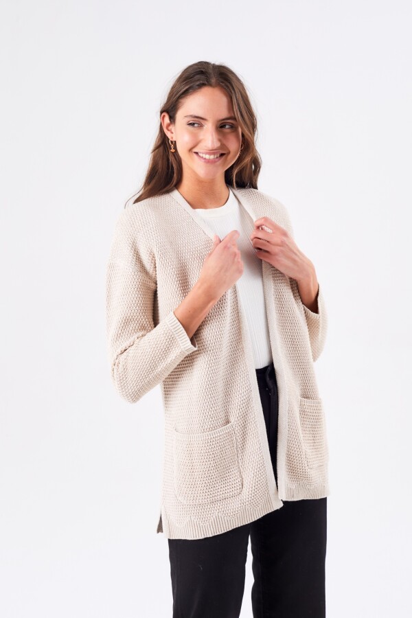 Cardigan Textura Beige Melange