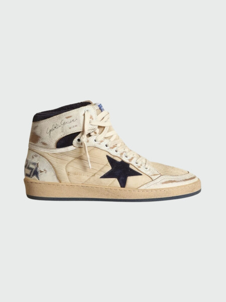 Golden Goose-Botines de cuero acordonados, Sky Star Blanco