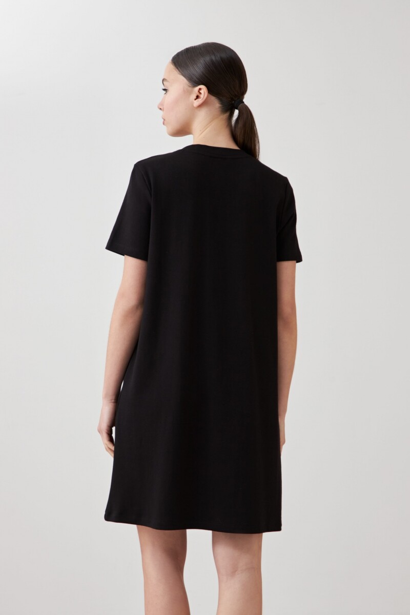 Vestido midi con botones negro