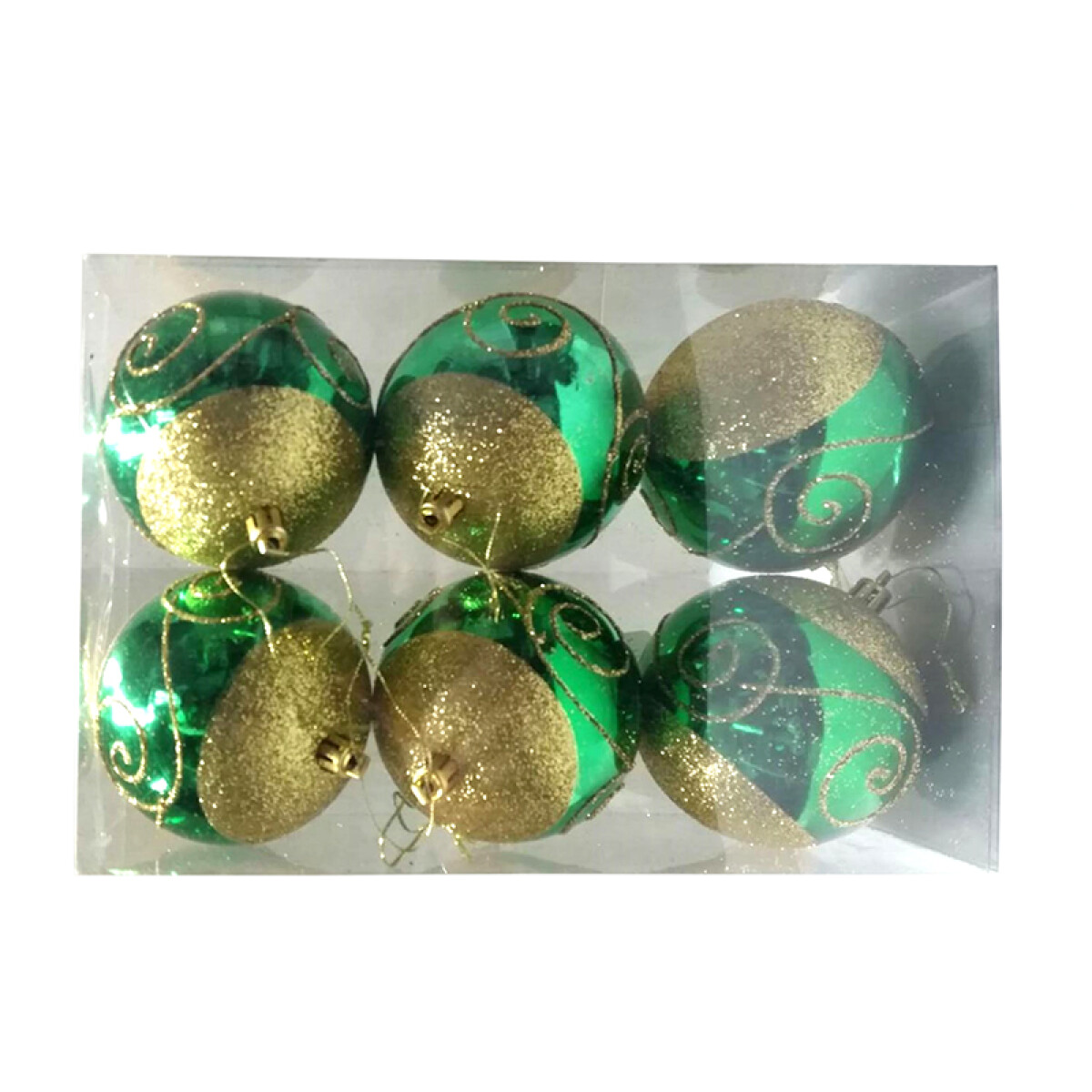 Adorno navideÃÂ±o de 8 cm con glitter x 6 