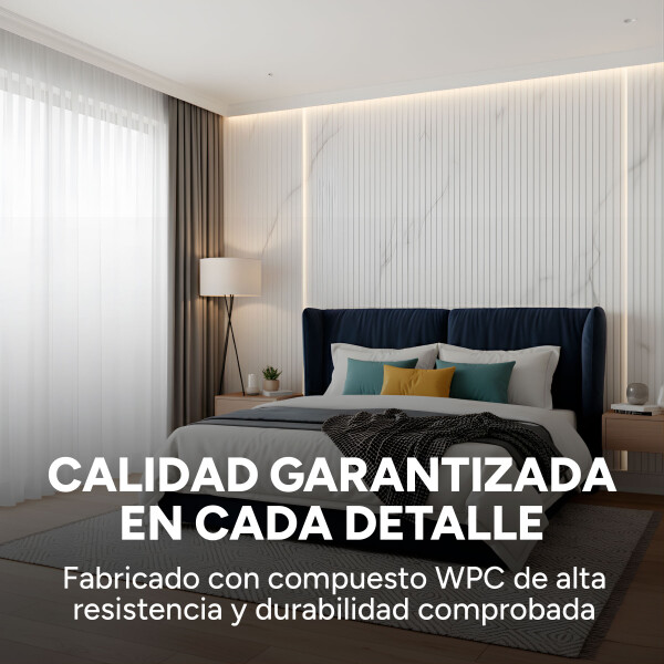 Revestimiento Wpc Simil Madera Wall Panel Lambrin 2.90x16.7 Color Blanco Mármol