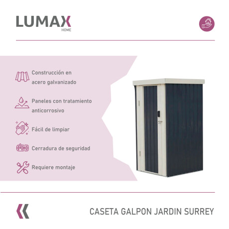 Caseta Galpon Jardin Lumax surrey Gris Oscuro 183x99x105 Caseta Galpon Jardin Lumax surrey Gris Oscuro 183x99x105