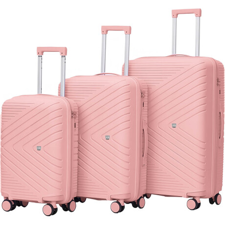 Set X3 Valijas De Viaje Rígidas 4 ruedas 20, 24 y 28 Rosa1