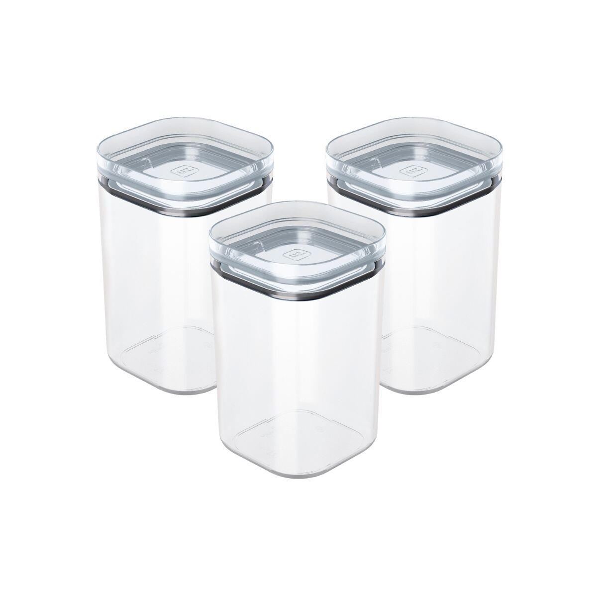Set x3 Pote hermético 1L - TRANSPARENTE 
