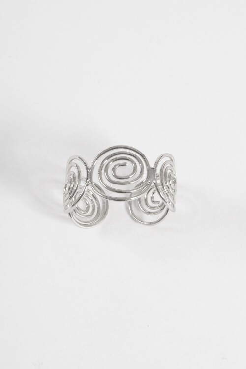 Pulsera cuff espiral plateado
