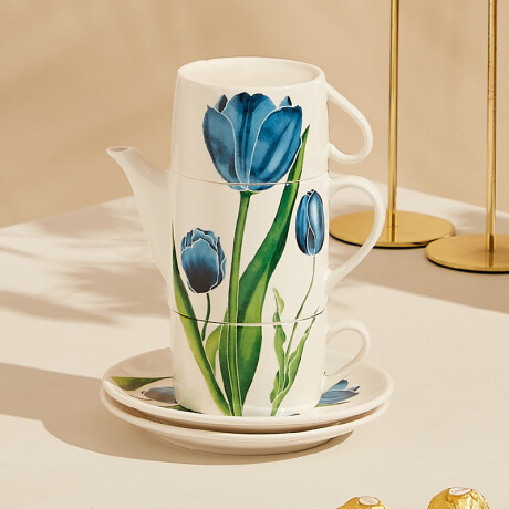 Juego De Té Tulipan Azul