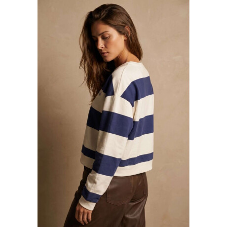 Sweater Bordado Algodon Lavado Azul