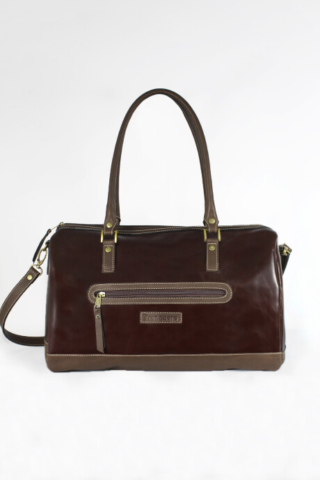 Medium Leather Travel Bag Dark Brown