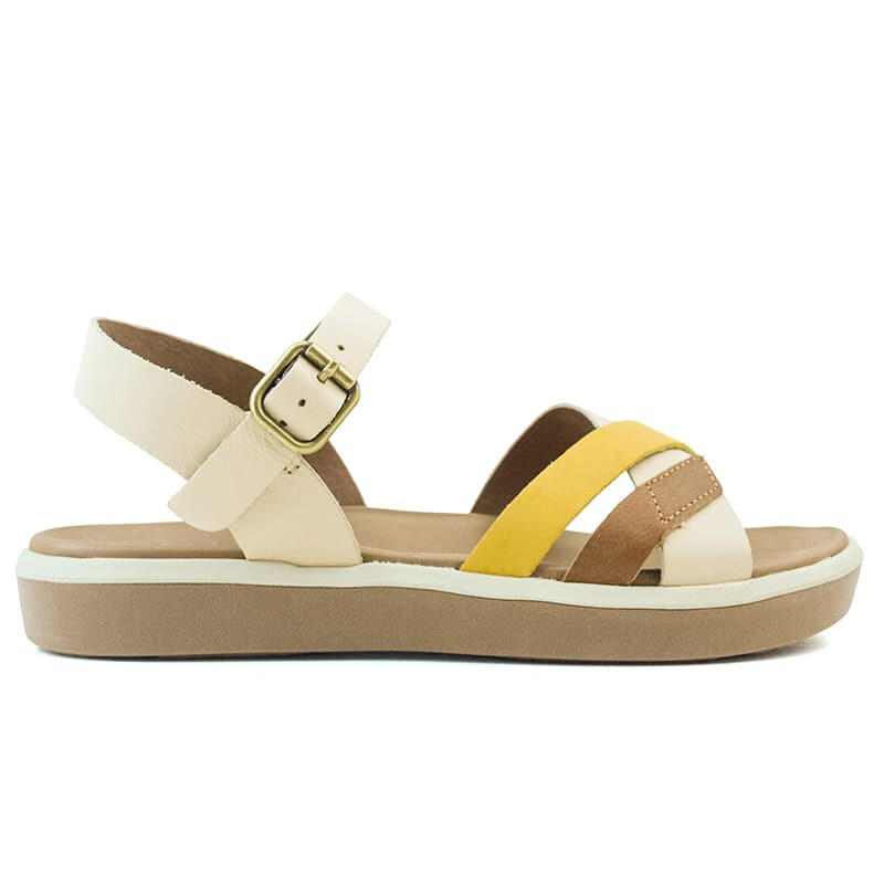 Sandalias Country Tiras Cruzadas de Mujer - 26103 Crema-mix