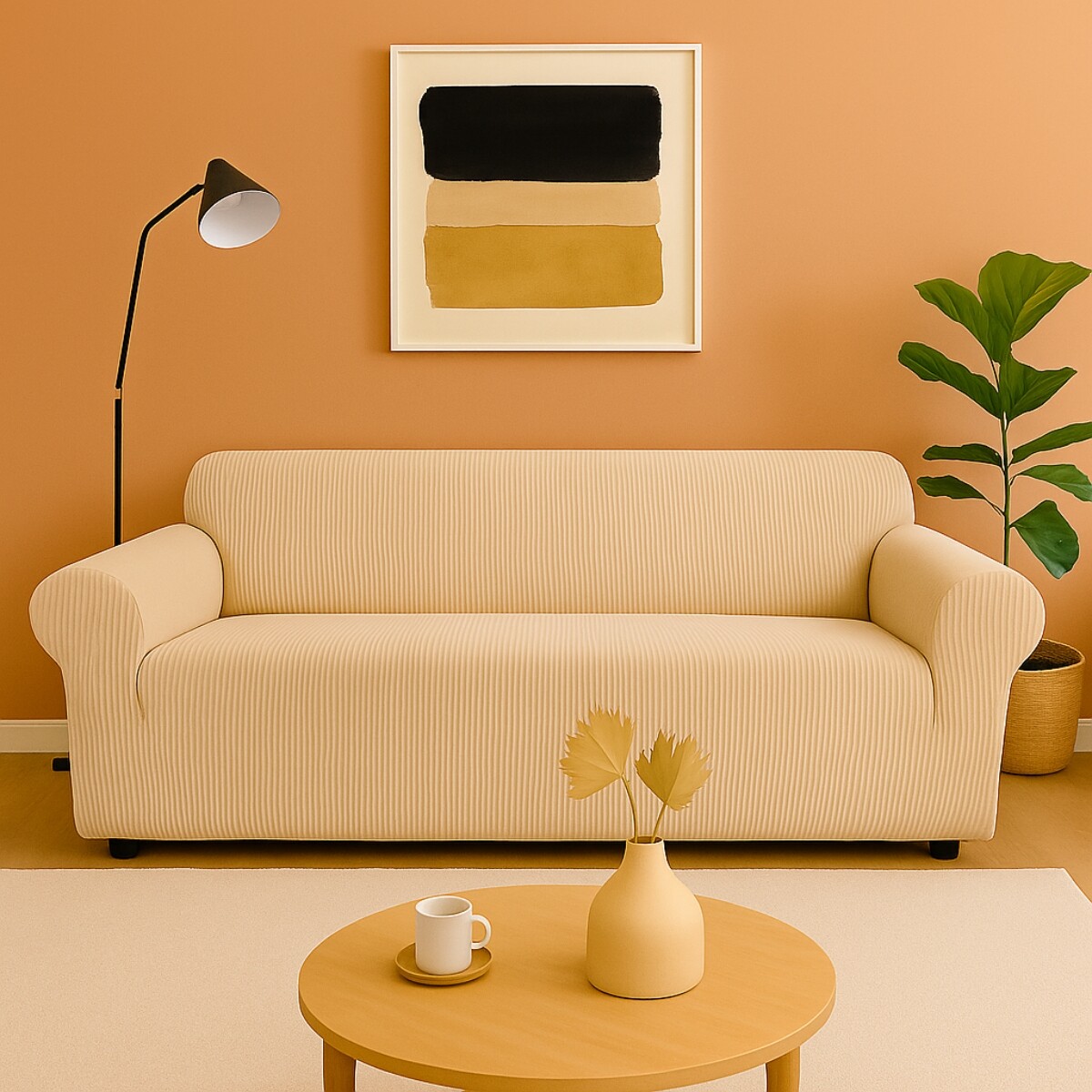 Funda cubre sofá elástica 3 cuerpos - BEIGE 