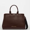 Cartera de Mano Anette Grande en Efecto Cuero Liso Marron
