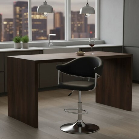 Silla Taburete Butaca con Respaldo en Cuero Lumax Modelo Chuck Negro