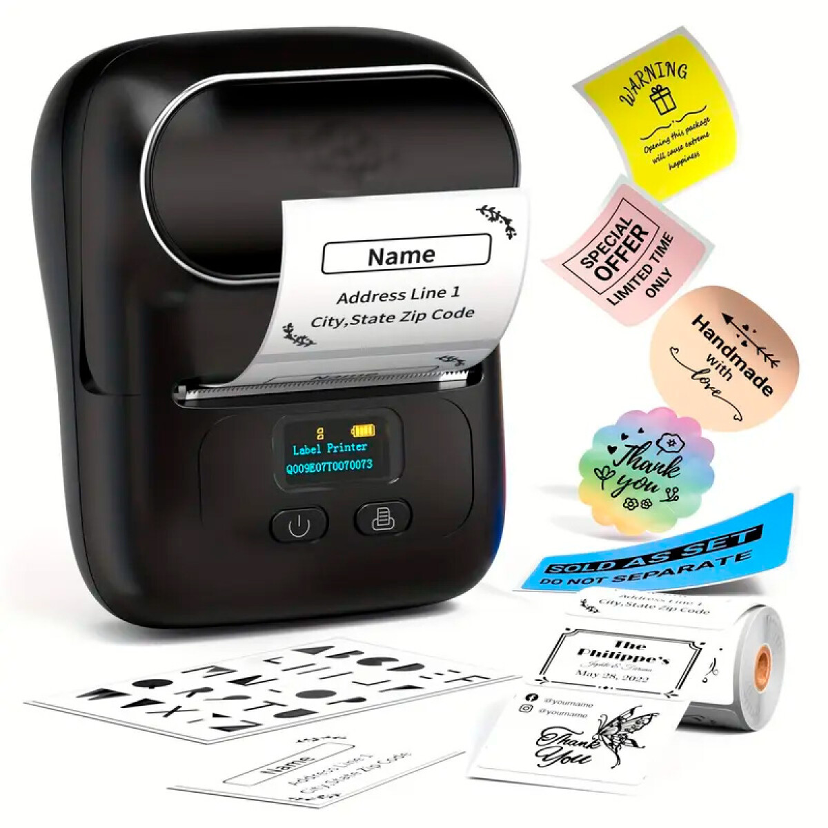 Mini impresora etiquetadora térmica portátil M110 - negro 
