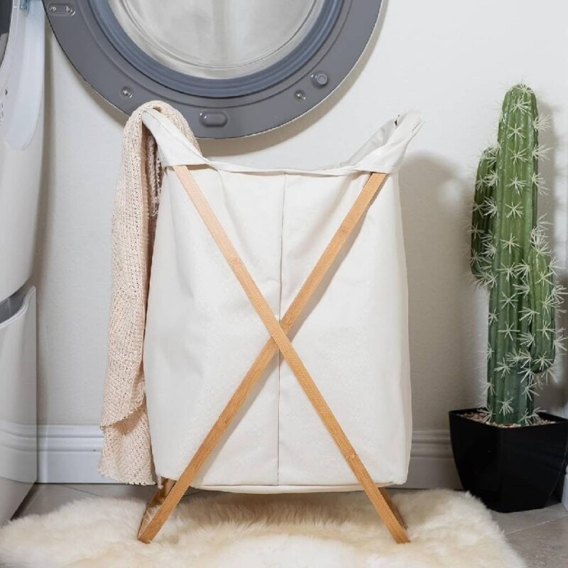 Canasto cesto para ropa bambu y tela Canasto cesto para ropa bambu y tela