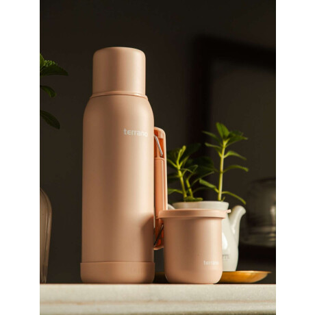 Kit Termo 1 Lt Con Base De Silicona + Mate Sicilia Rosado
