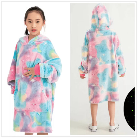 Buzo Manta Canguro Infantil Capucha Bolsillo Brillo Nocturno Multicolor