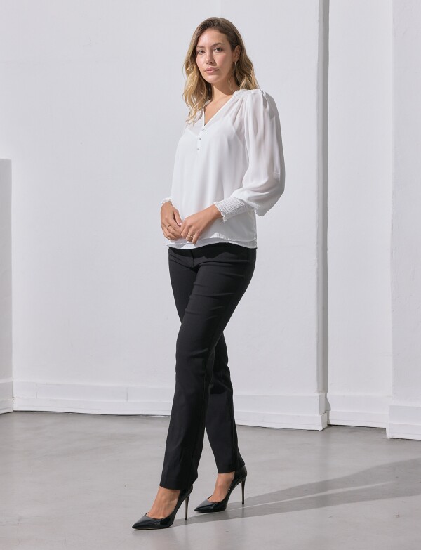 Blusa Gasa Smock BLANCO