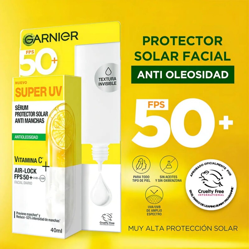 Protector Solar Garnier Super Uv Fluido Invisible Fps50+40ml Protector Solar Garnier Super Uv Fluido Invisible Fps50+40ml